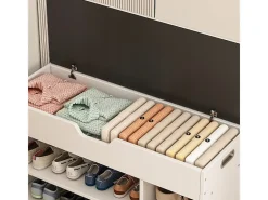 ARMÁRIO PARA SAPATOS COM ASSENTO DE MADEIRA ARMAZÉM 3 PRATELEIRAS ABRIR BRANCO 80 CM