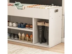 ARMÁRIO PARA SAPATOS COM ASSENTO DE MADEIRA ARMAZÉM 3 PRATELEIRAS ABRIR BRANCO 80 CM