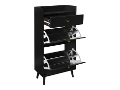 Armário para sapatos em rattan preto - 2 portas e 1 gaveta