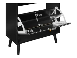 Armário para sapatos em rattan preto - 2 portas e 1 gaveta