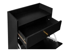 Armário para sapatos em rattan preto - 2 portas e 1 gaveta