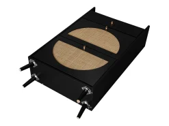 Armário para sapatos em rattan preto - 2 portas e 1 gaveta