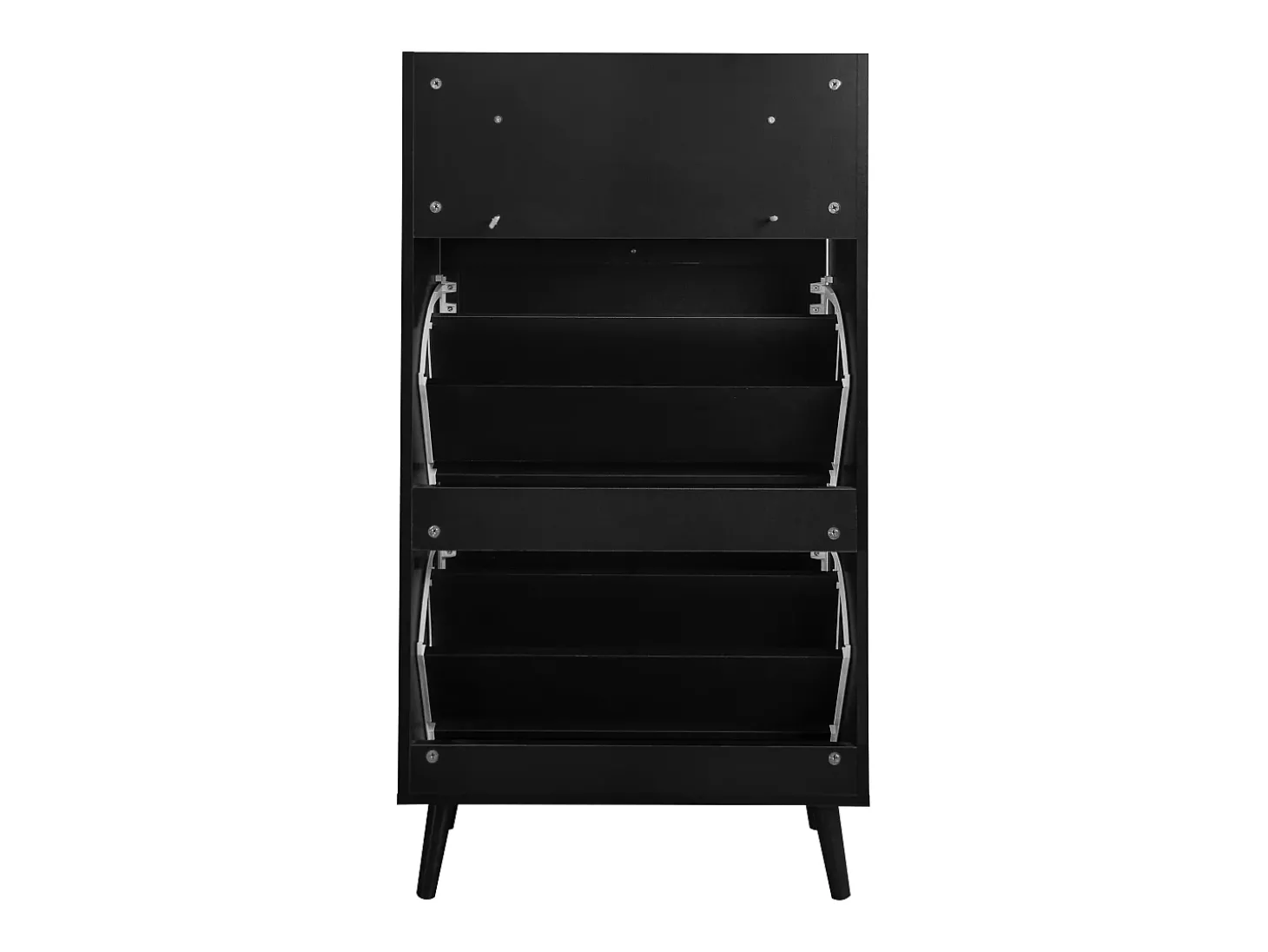 Armário para sapatos em rattan preto - 2 portas e 1 gaveta