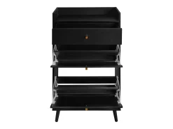 Armário para sapatos em rattan preto - 2 portas e 1 gaveta