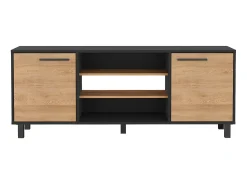 Armário para TV Kaia com arrumação multimédia, 57.98 cm X 148.92 cm X 38.98 cm , Preto