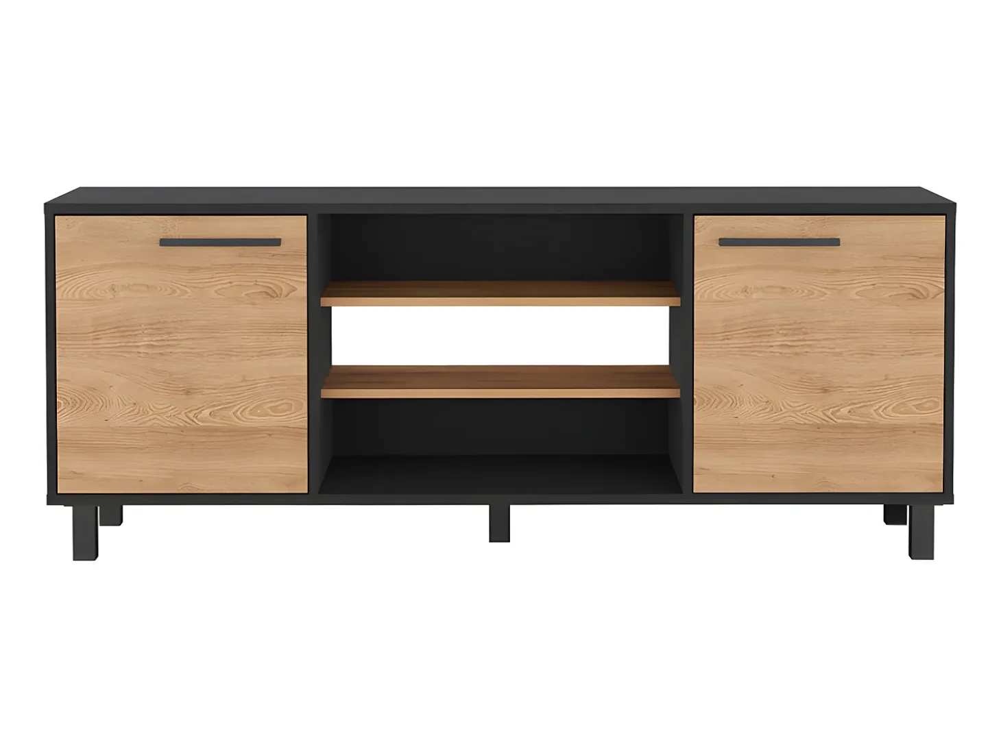 Armário para TV Kaia com arrumação multimédia, 57.98 cm X 148.92 cm X 38.98 cm , Preto