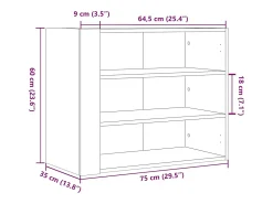Armário parede 75x35x60 cm derivados madeira cinzento cimento