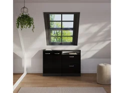 Armário sótão preto alto brilho/antracite 120x46x81.6 rion