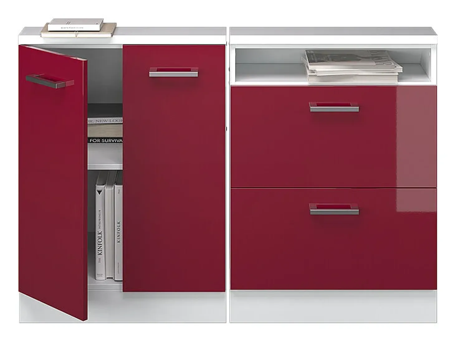 Armário sótão vermelho alto brilho 120x46x81.6 rion
