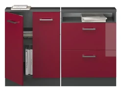 Armário sótão vermelho brilhante/antracite 120x46x81.6 rion