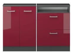 Armário sótão vermelho brilhante/antracite 120x46x81.6 rion