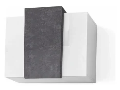 Armário suspenso Michael, Guarda-roupa multiuso, Armário de parede, 100% Fabricado na Itália, 90x38h66 cm, Branco brilhante e ardósia
