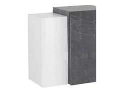 Armário suspenso Michael, Guarda-roupa multiuso, Armário de parede, 100% Fabricado na Itália, 90x38h66 cm, Branco brilhante e ardósia