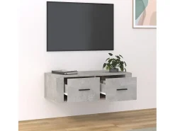 Armário TV suspenso 80x36x25 cm derivados madeira cinza cimento PT630882