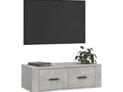 Armário TV suspenso 80x36x25 cm derivados madeira cinza cimento PT630882