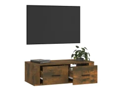 Armário TV suspenso 80x36x25 cm deriv. madeira carvalho fumado PT817471