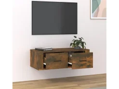 Armário TV suspenso 80x36x25 cm deriv. madeira carvalho fumado PT817471