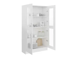 Armário vitrine derivados de madeira branco brilhante PT307614