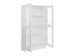 Armário vitrine derivados de madeira branco brilhante PT307614