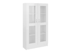 Armário vitrine derivados de madeira branco brilhante PT307614
