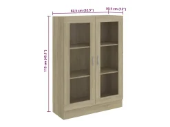 Armário vitrine derivados de madeira carvalho sonoma