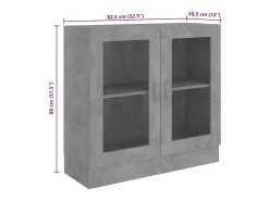 Armário vitrine derivados de madeira cinza cimento