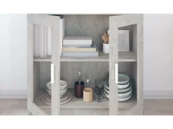 Armário vitrine derivados de madeira cinza cimento