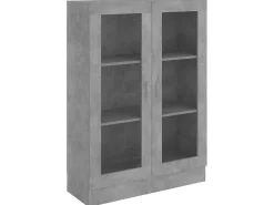 Armário vitrine derivados de madeira cinza cimento PT198835