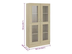 Armário vitrine derivados de madeira carvalho sonoma