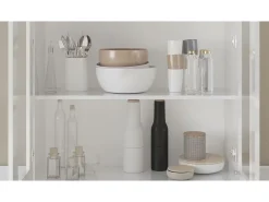 Armário vitrine derivados de madeira branco brilhante