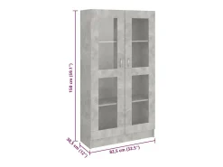 Armário vitrine derivados de madeira cinzento cimento