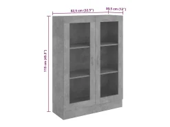 Armário vitrine derivados de madeira cinza cimento