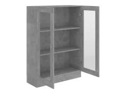 Armário vitrine derivados de madeira cinza cimento