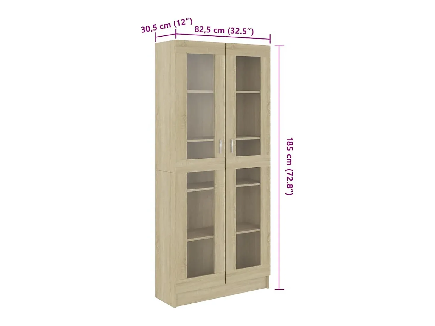 Armário vitrine derivados de madeira carvalho sonoma
