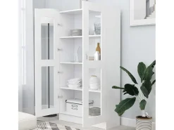 Armário vitrine 82,5x30,5x150 cm derivados de madeira branco PT107031