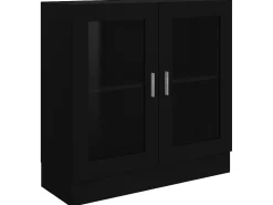 Armário vitrine 82,5x30,5x80 cm derivados de madeira preto PT671156