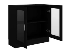 Armário vitrine 82,5x30,5x80 cm derivados de madeira preto PT671156