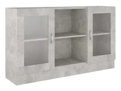 Armário vitrine 120x30,5x70 cm derivados madeira cinza cimento PT151623