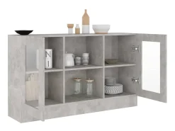 Armário vitrine 120x30,5x70 cm derivados madeira cinza cimento PT151623