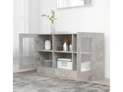 Armário vitrine 120x30,5x70 cm derivados madeira cinza cimento PT151623
