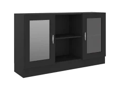 Armário vitrine 120x30,5x70 cm derivados de madeira preto PT505793