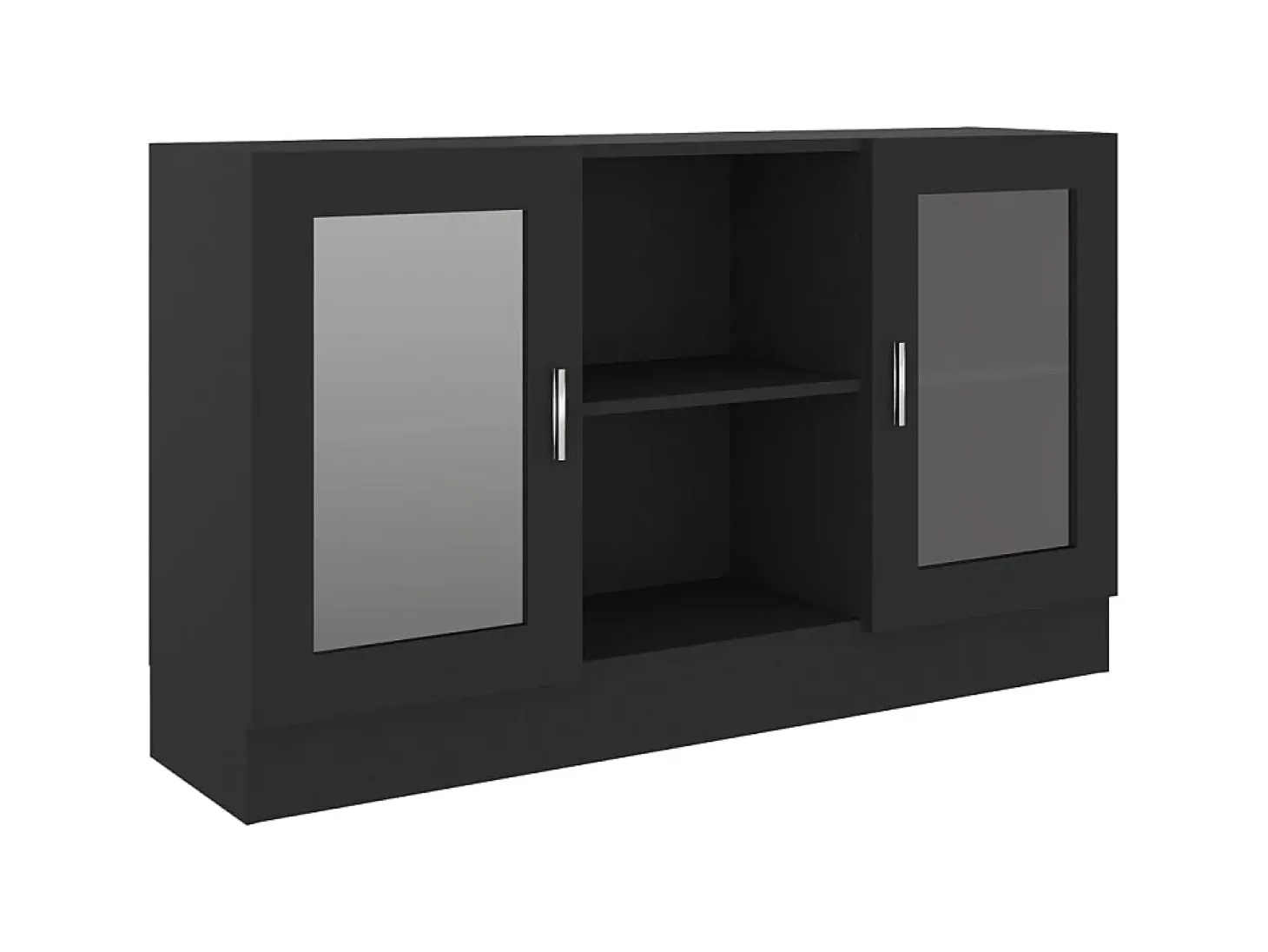 Armário vitrine 120x30,5x70 cm derivados de madeira preto PT505793