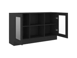 Armário vitrine 120x30,5x70 cm derivados de madeira preto PT505793
