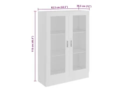 Armário vitrine 82,5x30,5x115 cm derivados de madeira branco