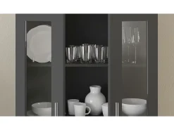 Armário vitrine 82,5x30,5x150 cm derivados de madeira preto