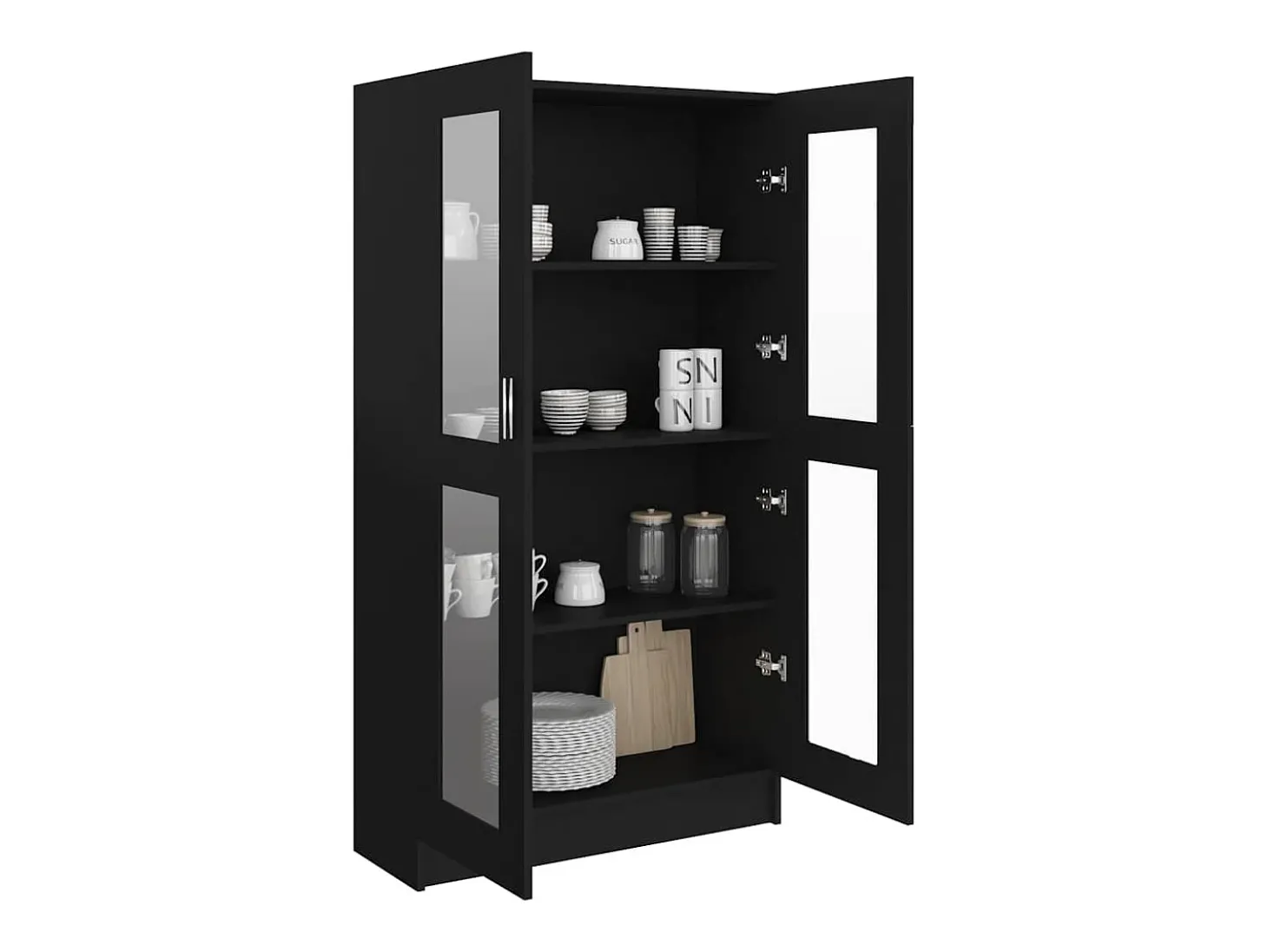 Armário vitrine 82,5x30,5x150 cm derivados de madeira preto