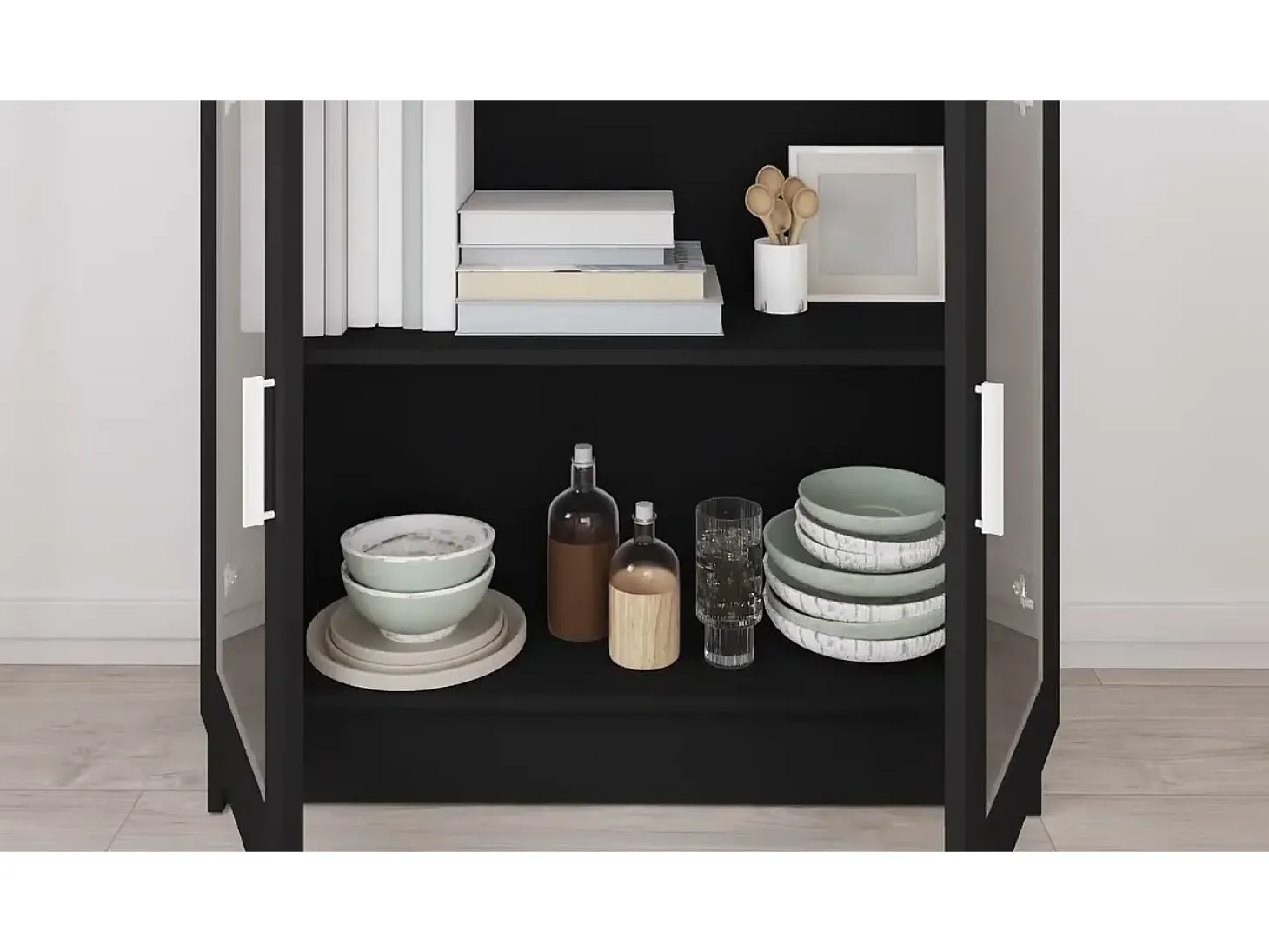 Armário vitrine 82,5x30,5x80 cm derivados de madeira preto