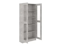 Armário vitrine 82,5x30,5x185,5cm derivados madeira cinzento