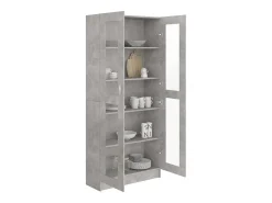 Armário vitrine 82,5x30,5x185,5cm derivados madeira cinzento