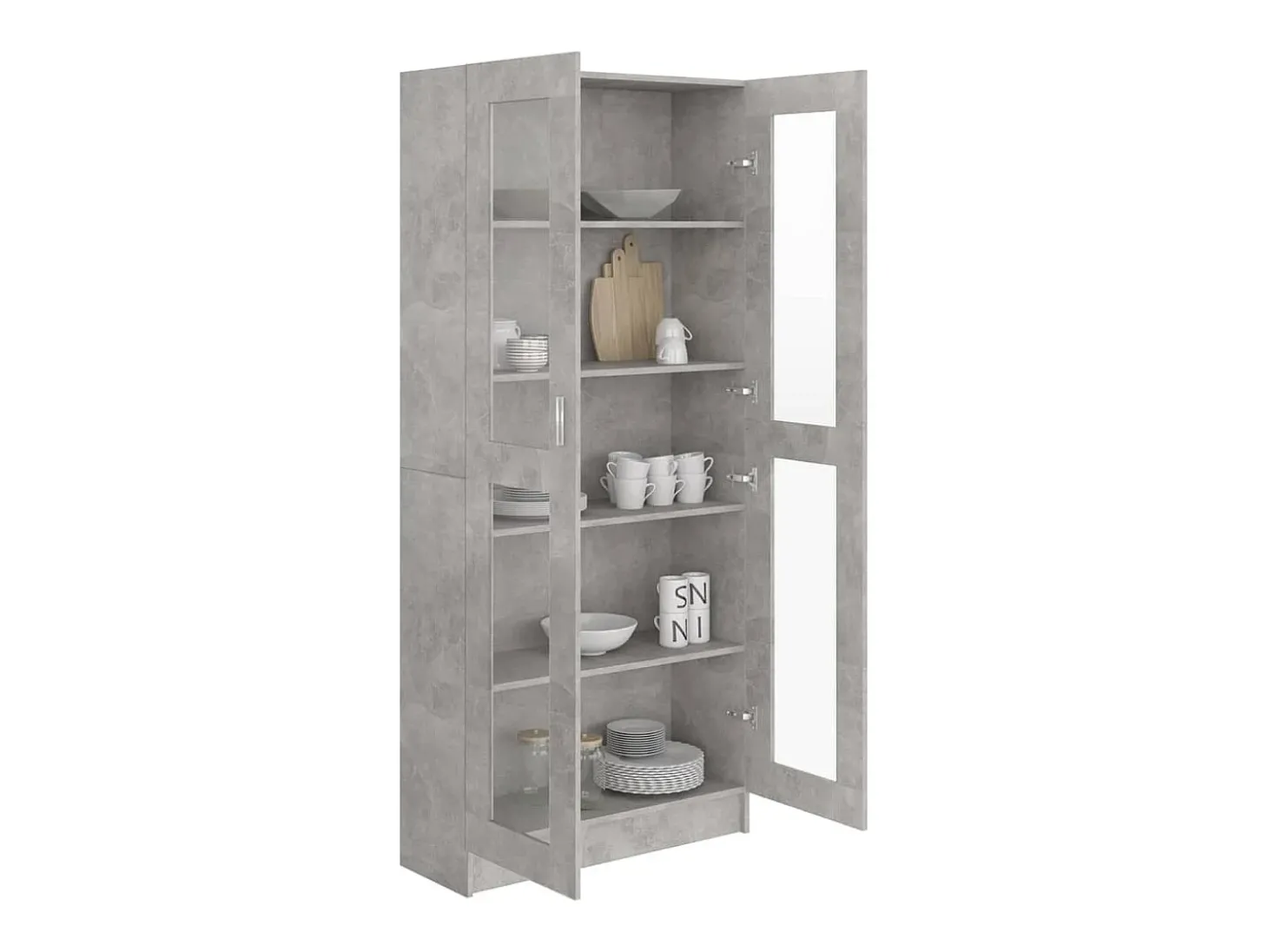 Armário vitrine 82,5x30,5x185,5cm derivados madeira cinzento